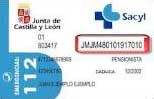 Tarjeta Sanitaria SACYL antigua resaltando el Código de Identificación del Paciente