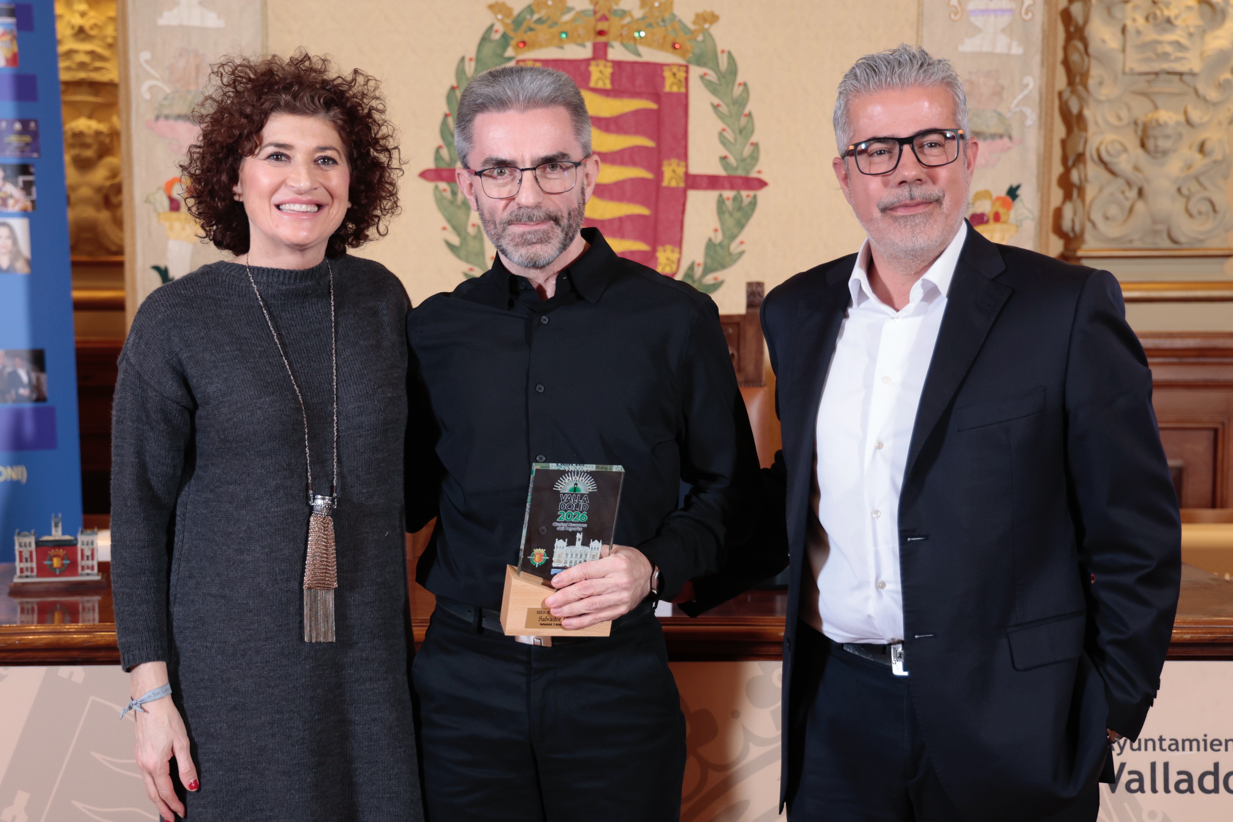 Mejor Juez Árbitro: Salvador Díez, árbitro y jugador de Billar. Entrega el premio Mayte Martínez, concejala de Participación Ciudadana y Deportes. Recogen el premio Salva Díez, Sergio Calleja y Héctor Luis Fernández, miembros del Club Billar Valladolid.